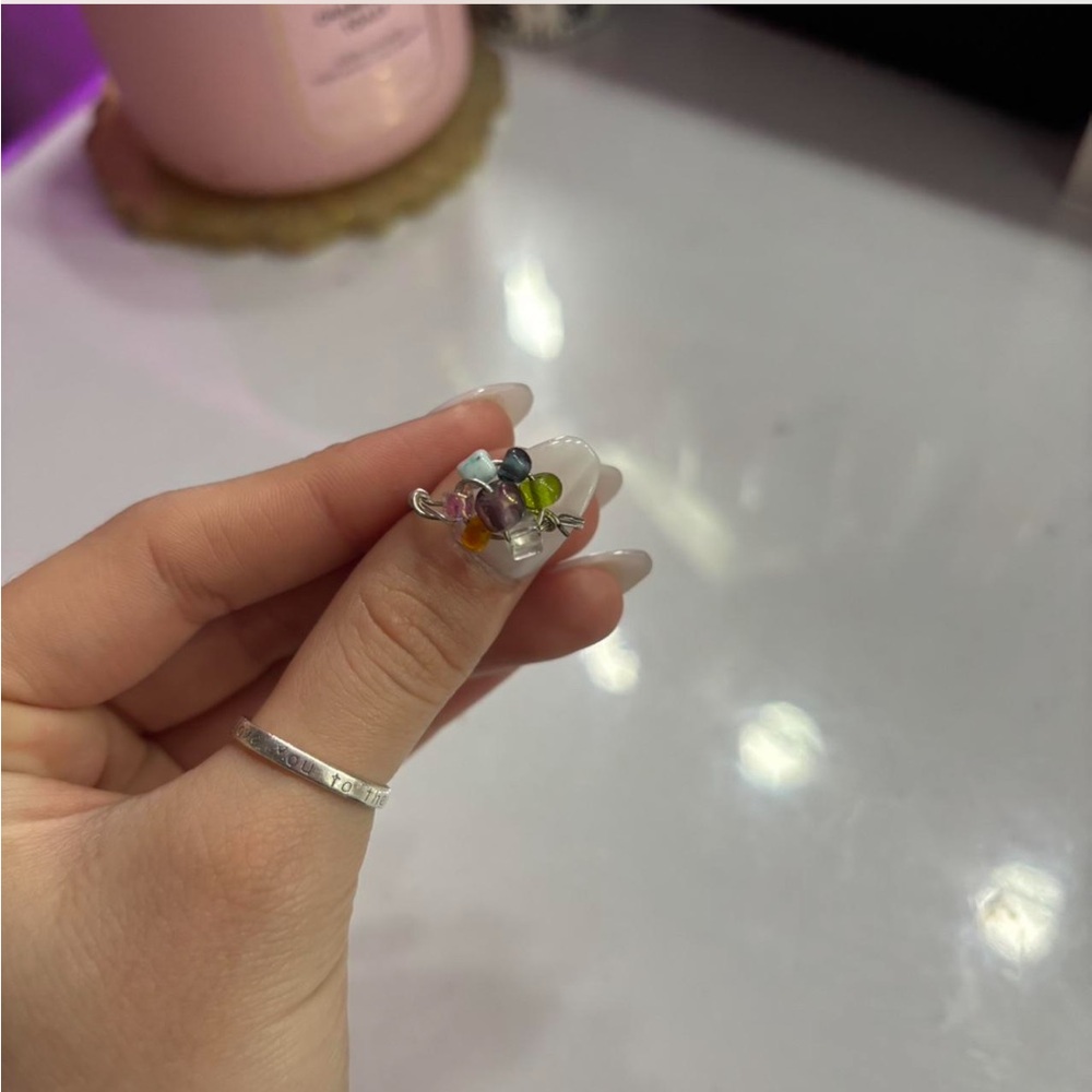 Elegant Multicolor Gemstone Silver Ring